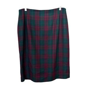 Rena Rowan for Saville Skirt‎ Women's Wool Plaid Pencil Size 14 Dark Academia